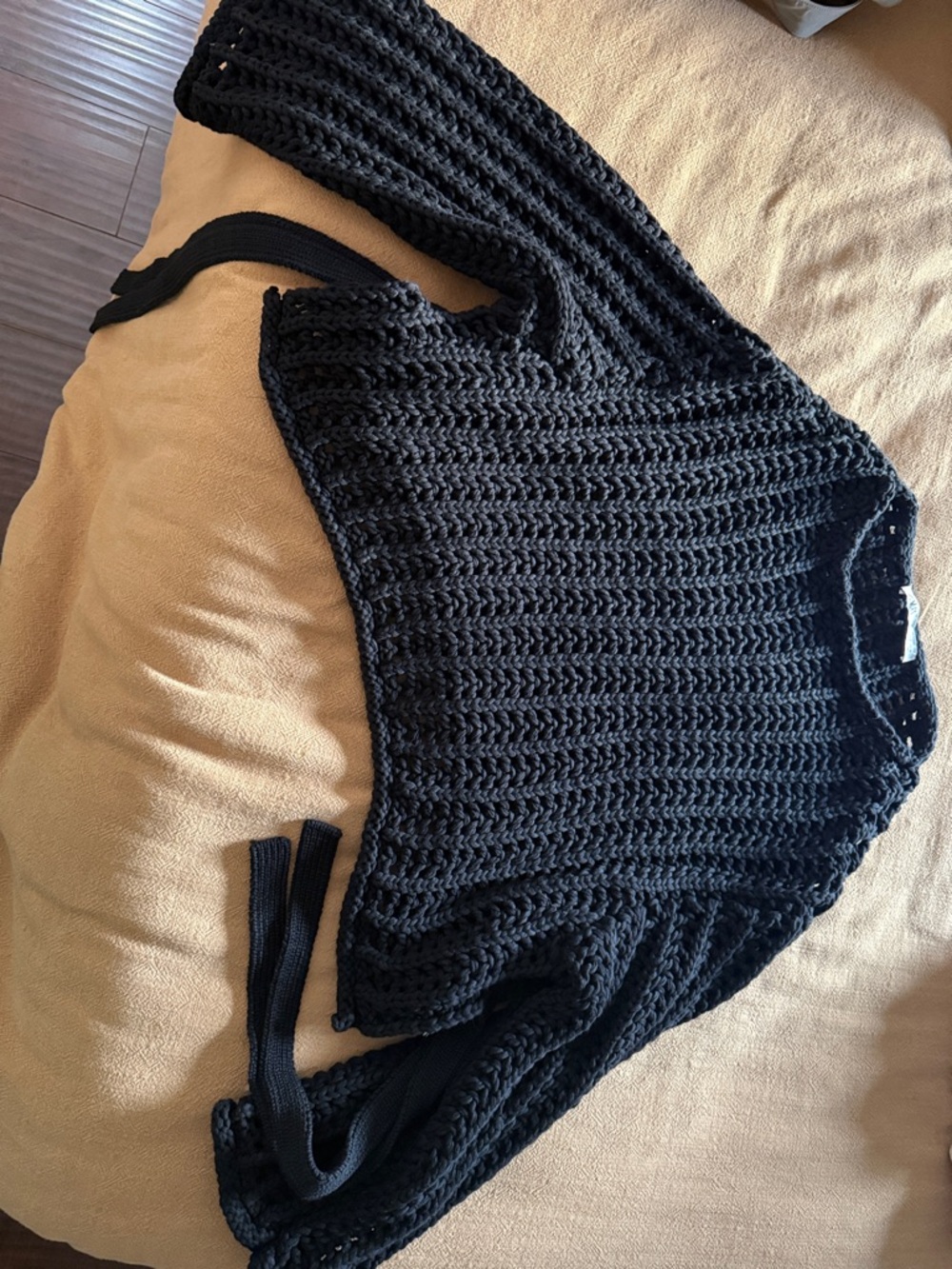 Black Crocheted Knit Sweater
